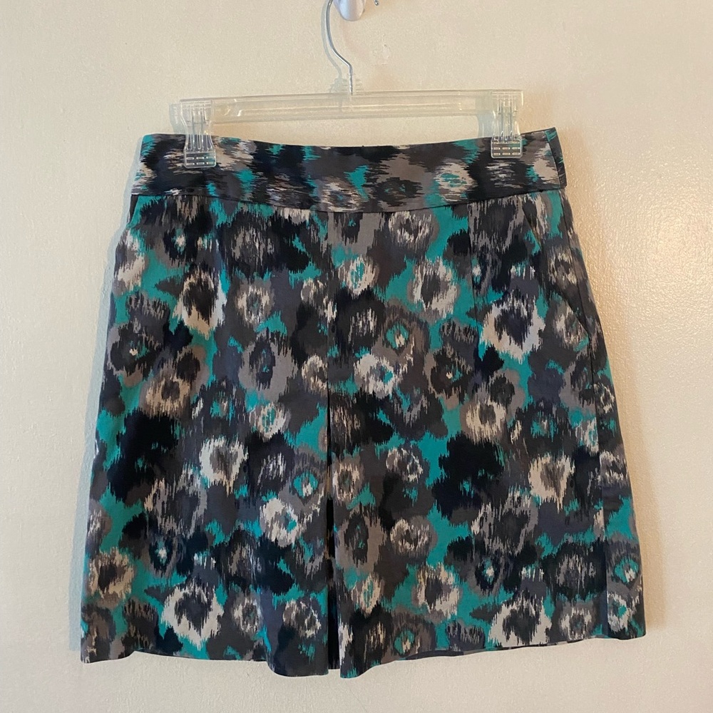 Express Teal and Grey Leopard Print Skirt - Size 8